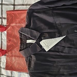 NWT Lululemon Full Day Black Classic On the Move Collared Ahead Shirt Size 4